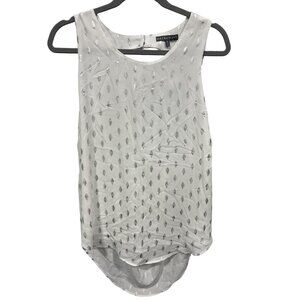 Brixon Ivy Metallic Sleeveless Top Sz XL Open Scoop Back White Silver Minimalist